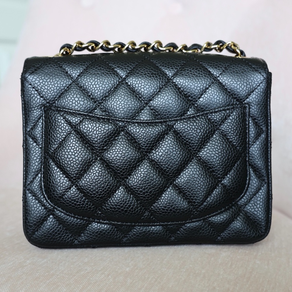 RARE | CHANEL Mini Square Flap Black Caviar GHW - Picture 3 of 17
